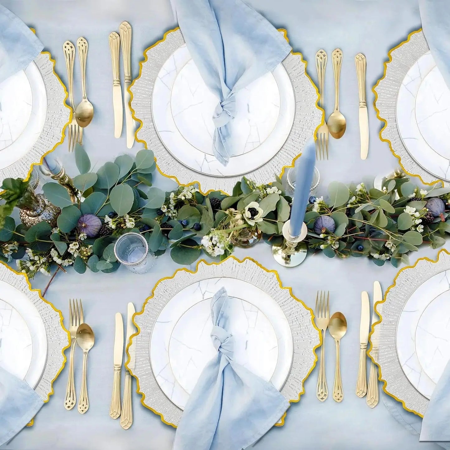 Bymaocar Flower Shape Charger Plate Set For Dinner Table Decor