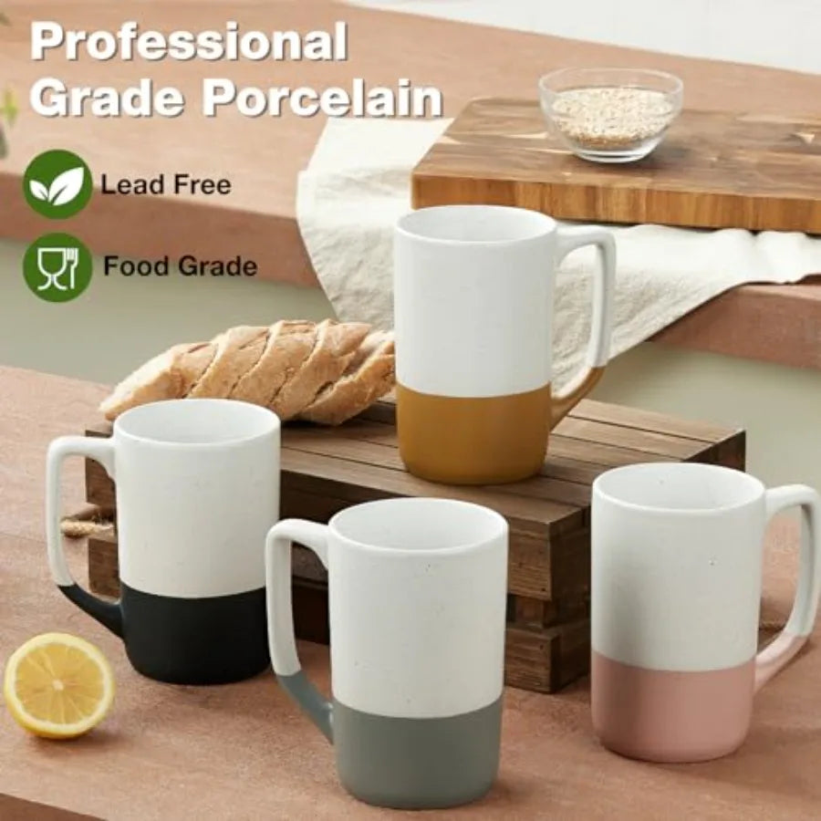 Ceramic Coffee Mug Set Of 4 Porcelain With Elegant Handles