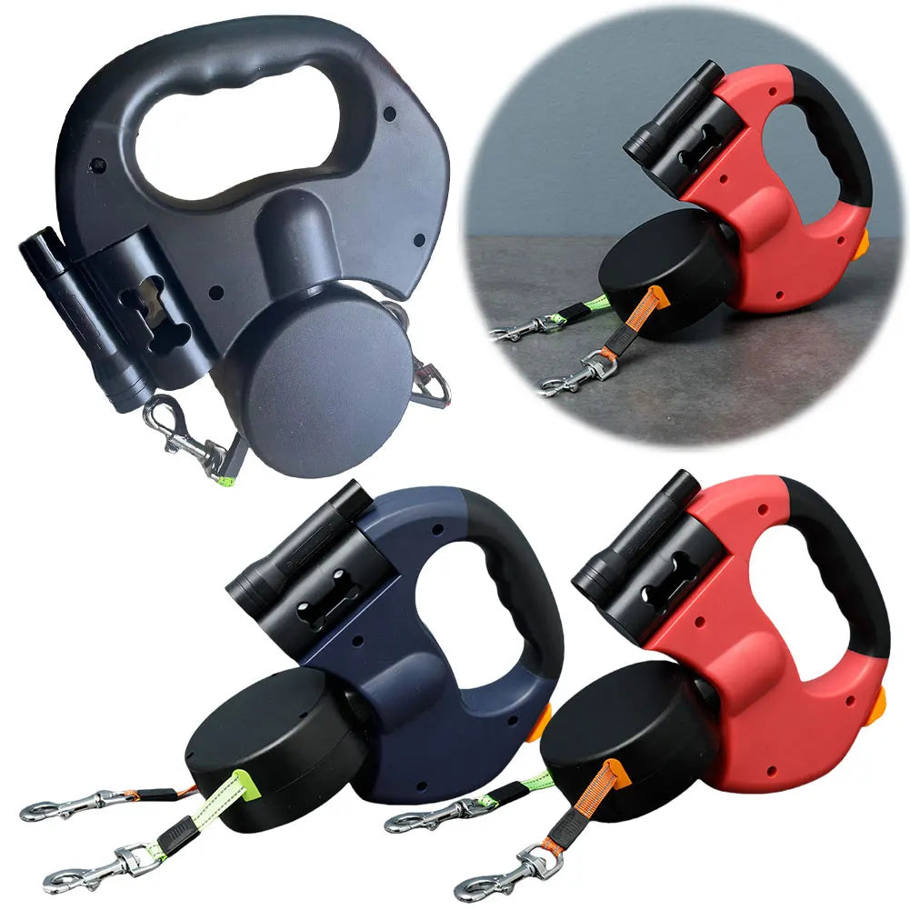 Alloet Double Headed Dog Leash Traction Rope LED Light