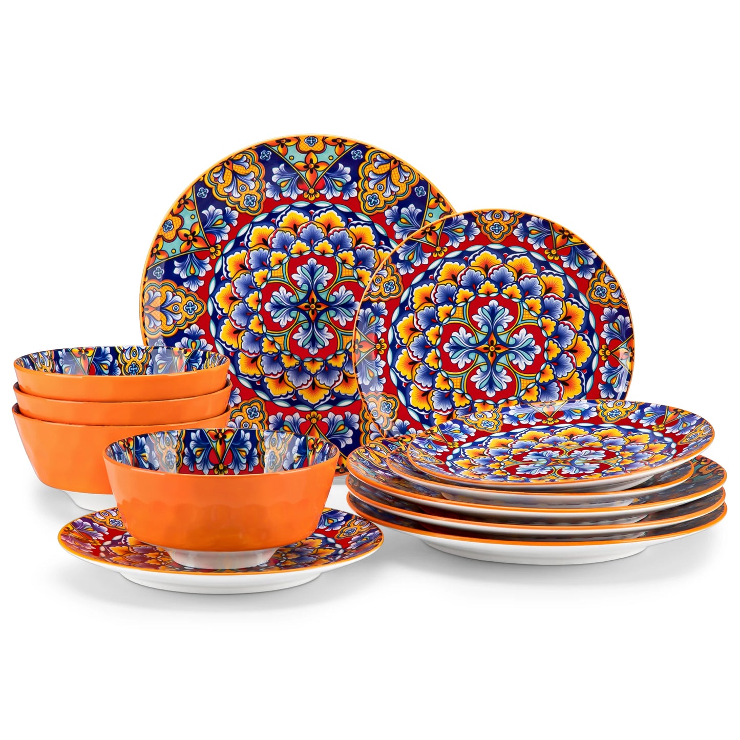 MALACASA Bohemian Ceramic Dinnerware Set 12 and 24 Pieces