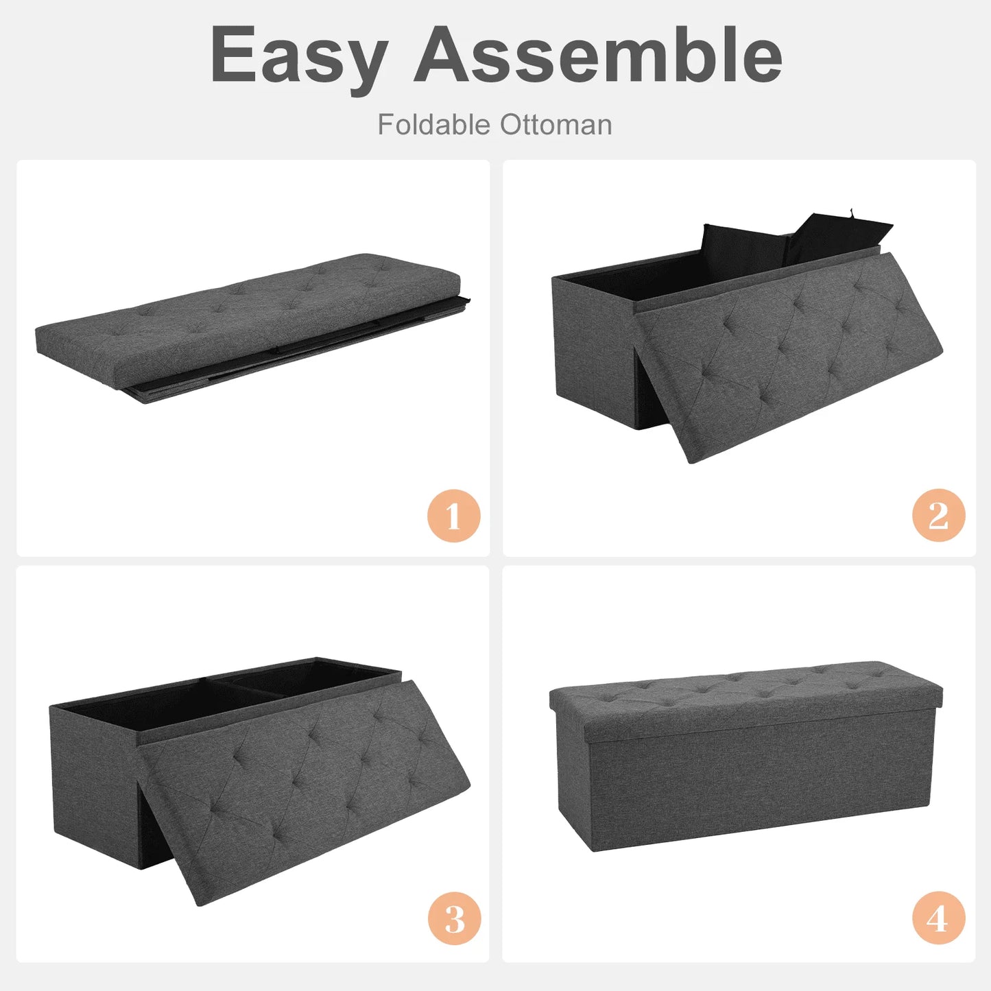 Ottoman Bench Foldable Storage Toy Organizer And Foot Rest Stool