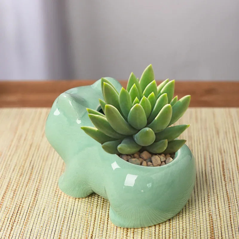 WOBDAEL Ceramic Mini Flowerpot Planter With Drainage Hole