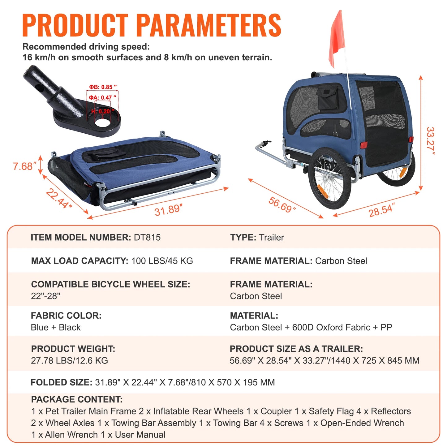 SucceBuy Pet Cart Bicycle Carrier For Dogs Travel Trailer