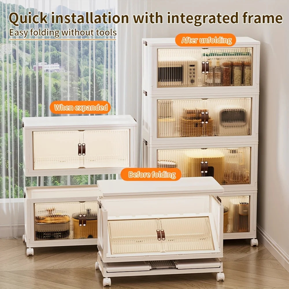 Collapsible Storage Container With Four To Five Layers Dual Access Organizer