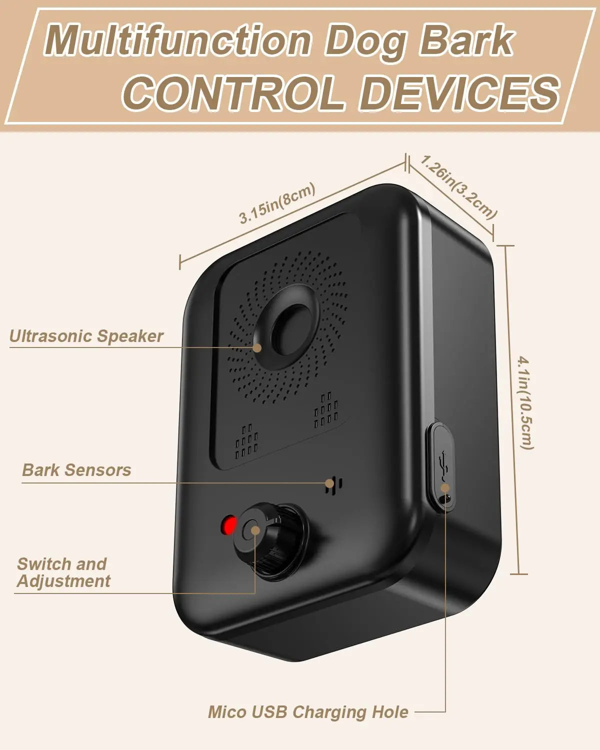 Automatic Ultrasonic Bark Deterrent For Dogs Indoors Outdoors