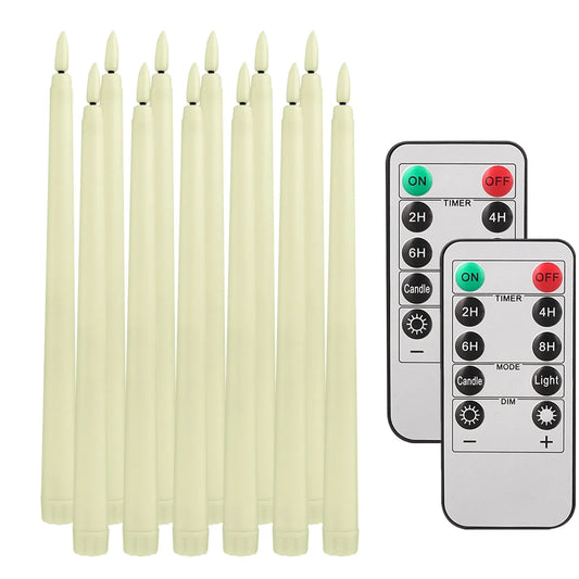 LED Flameless Flickering Taper Candles Set With Remote For Home Decor
