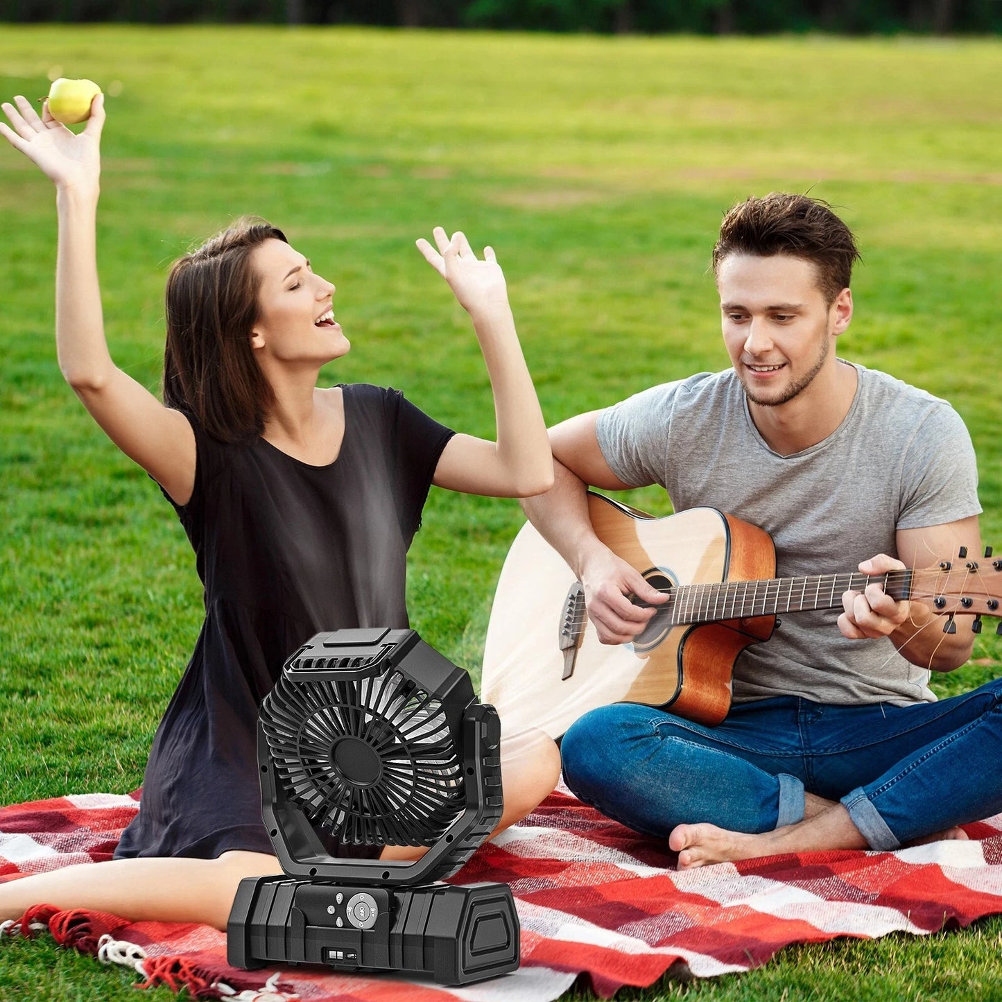 Camping Fan 20000mAh Battery Powered Rechargeable Tent Fan LED Light