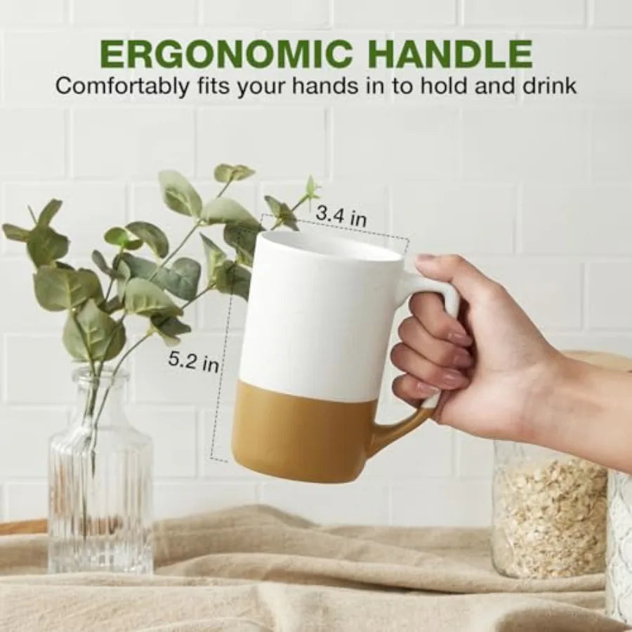 Ceramic Coffee Mug Set Of 4 Porcelain With Elegant Handles