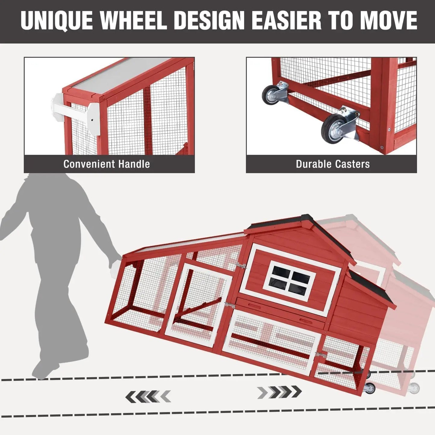 Mobile Outdoor Chicken Coop With Wheels And Nesting Box