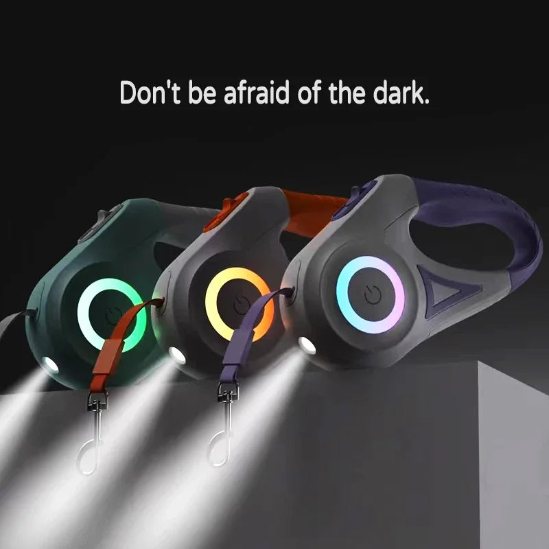 LED Retractable Dog Leash With Light For Dogs And Cats