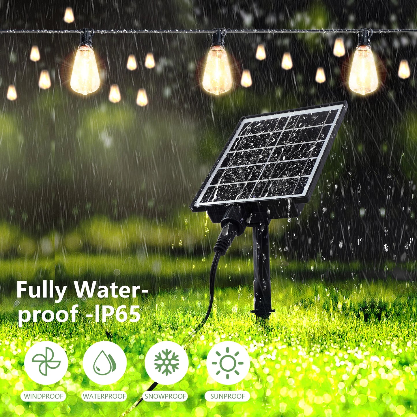 ARLGSITE Solar Outdoor String Lights IP65 Waterproof With Replaceable Bulbs
