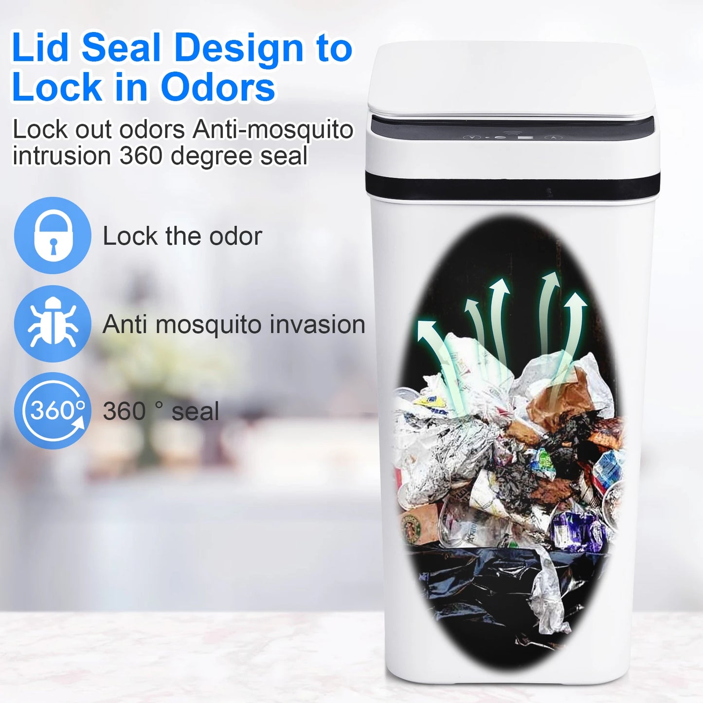 NONECN Touchless Motion Sensor Bathroom Trash Cans With Lid