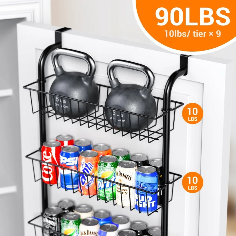 9-Tier Over Door Pantry Organizer Spice Rack Heavy Duty Metal