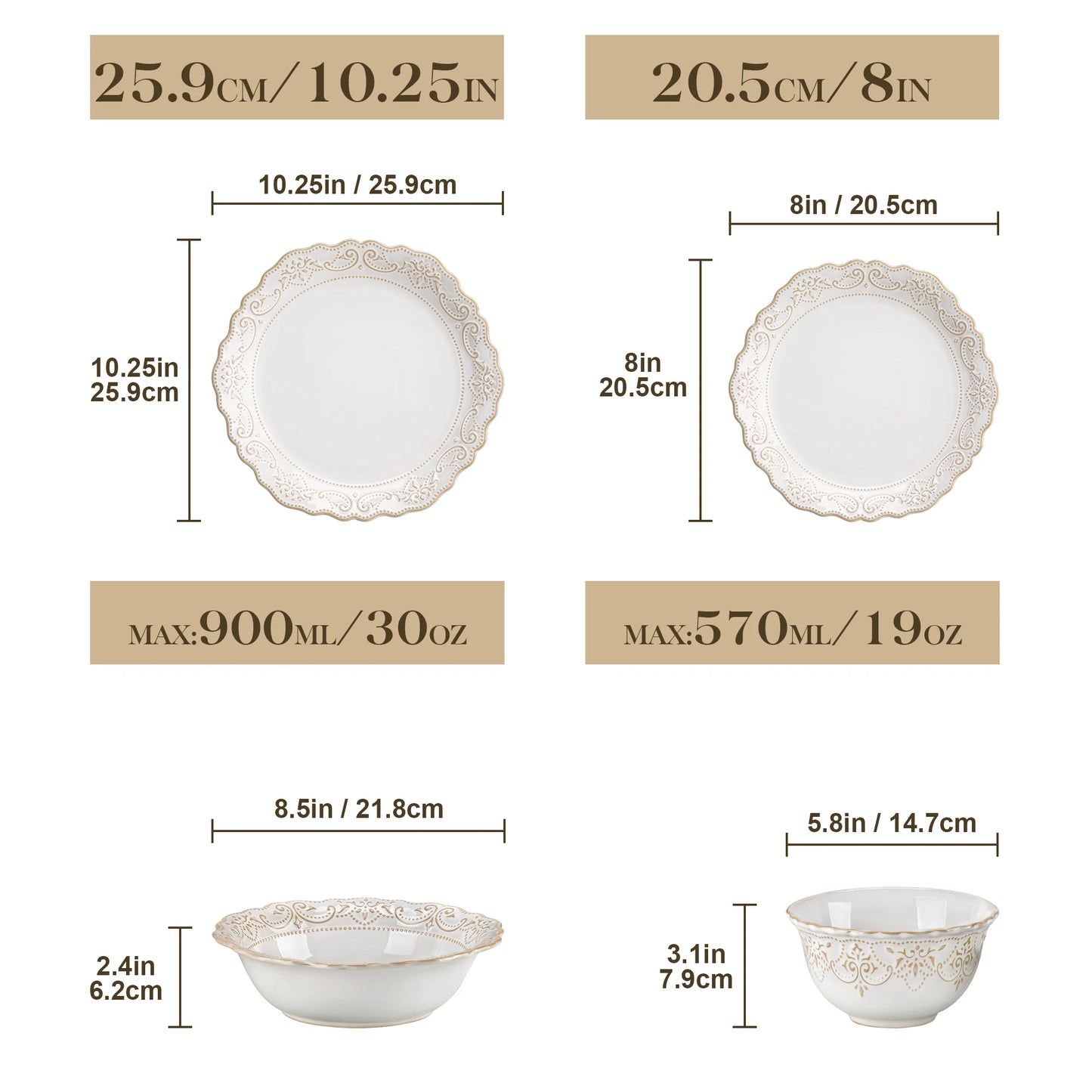 Malacasa Relief White Stoneware Dinnerware Set 16 To 32 Piece