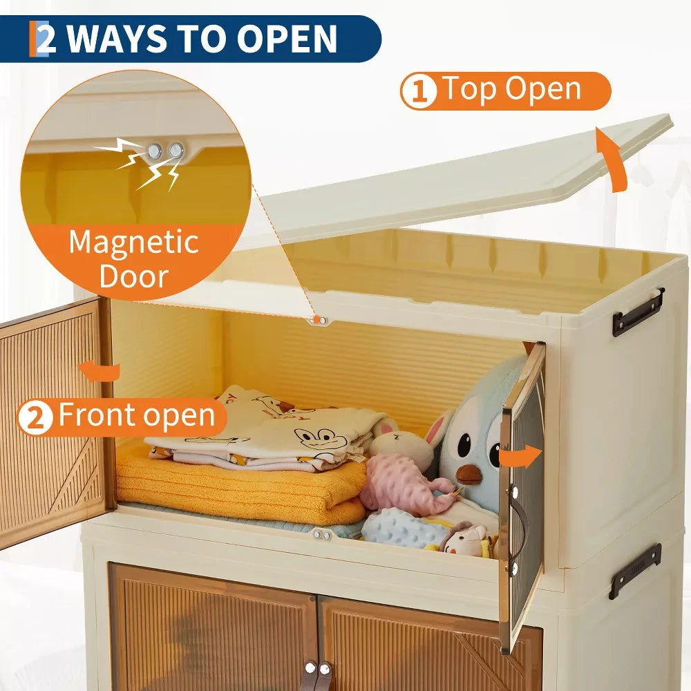 HiMISS 3 4 5 Tier Foldable Storage Cabinet With Wheels