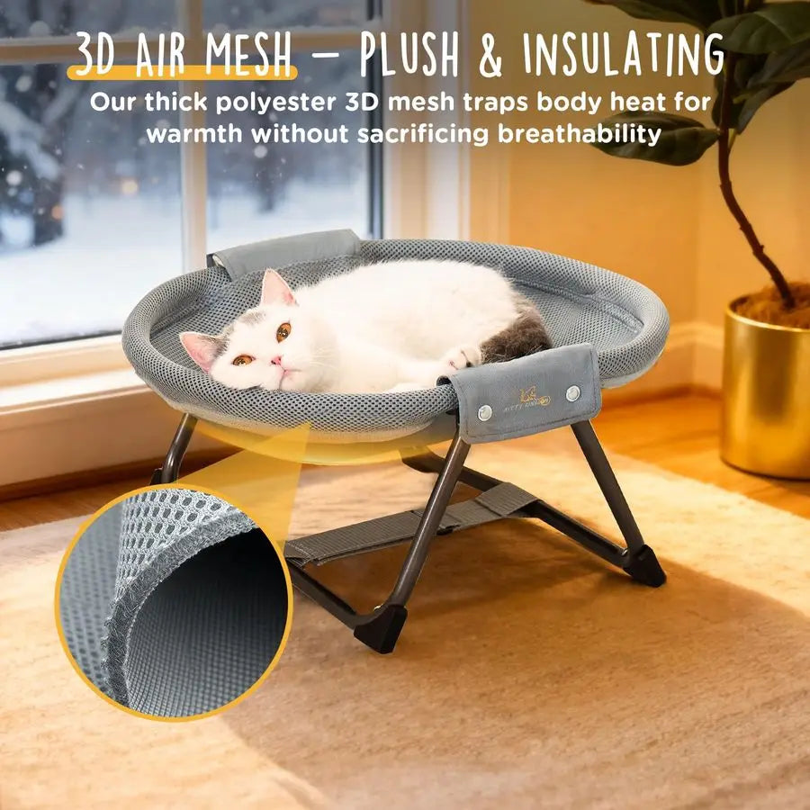 XMSJ Elevated Cat Hammock Bed With Foldable Breathable Mesh