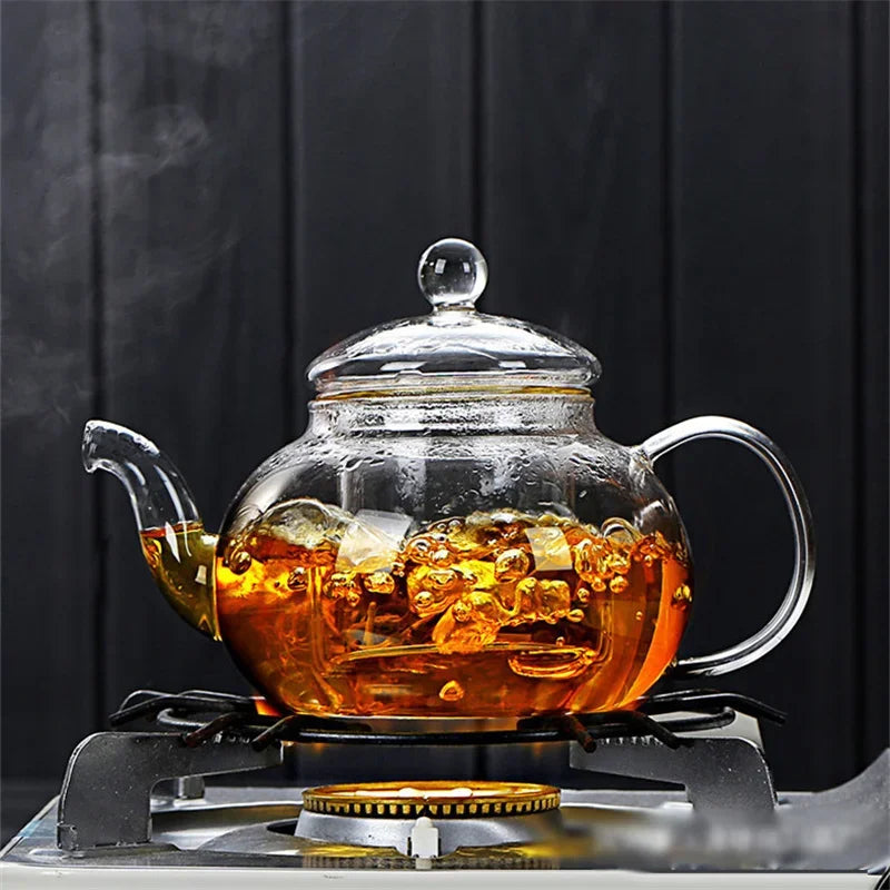 Heat Resistant Borosilicate Glass Teapot For Flower Tea