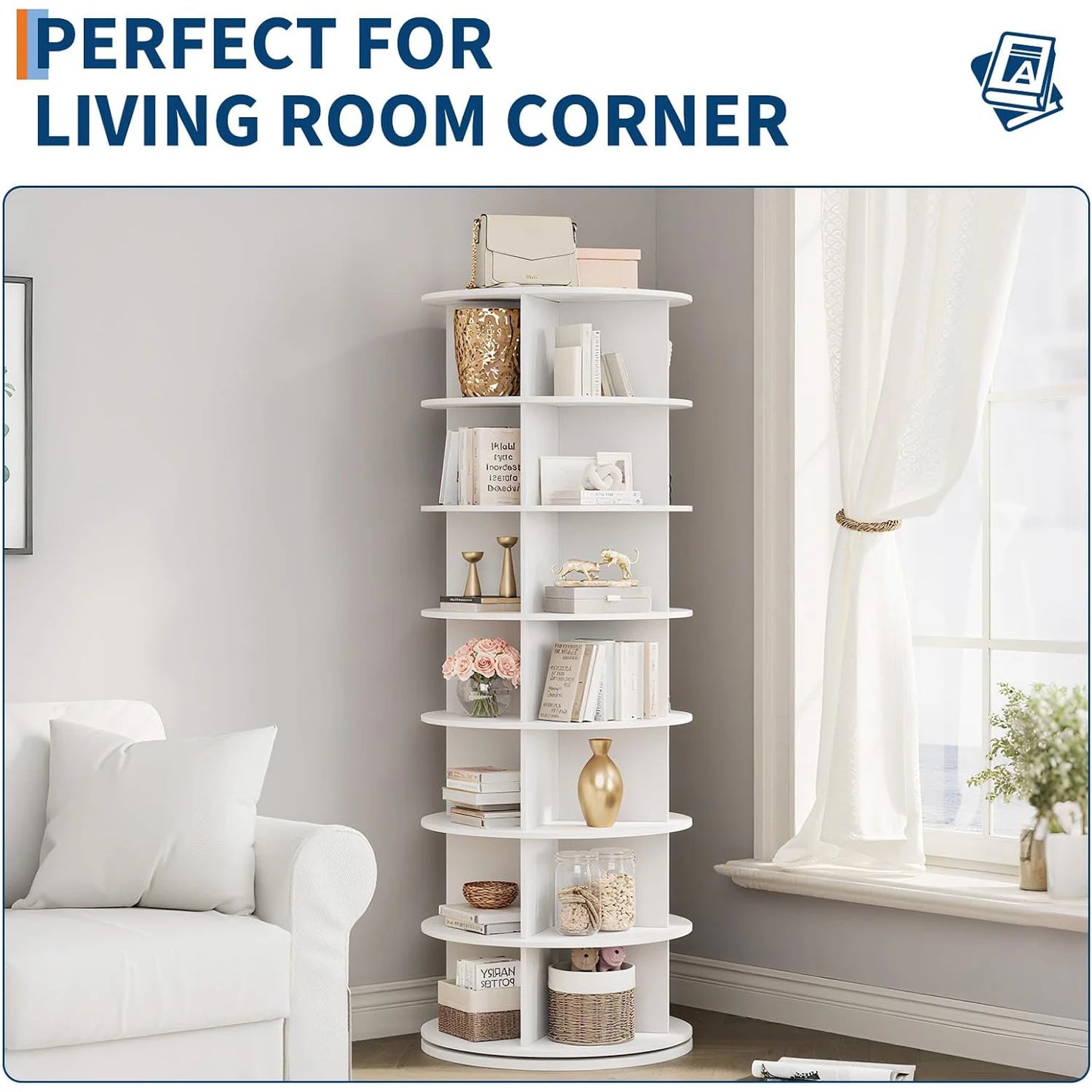 HobbyLane 7 Tier Rotating Shoe Rack Tower Free Standing Organizer