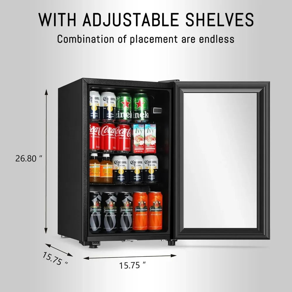 Beverage Refrigerator Freestanding Cooler With Double Glass Doors