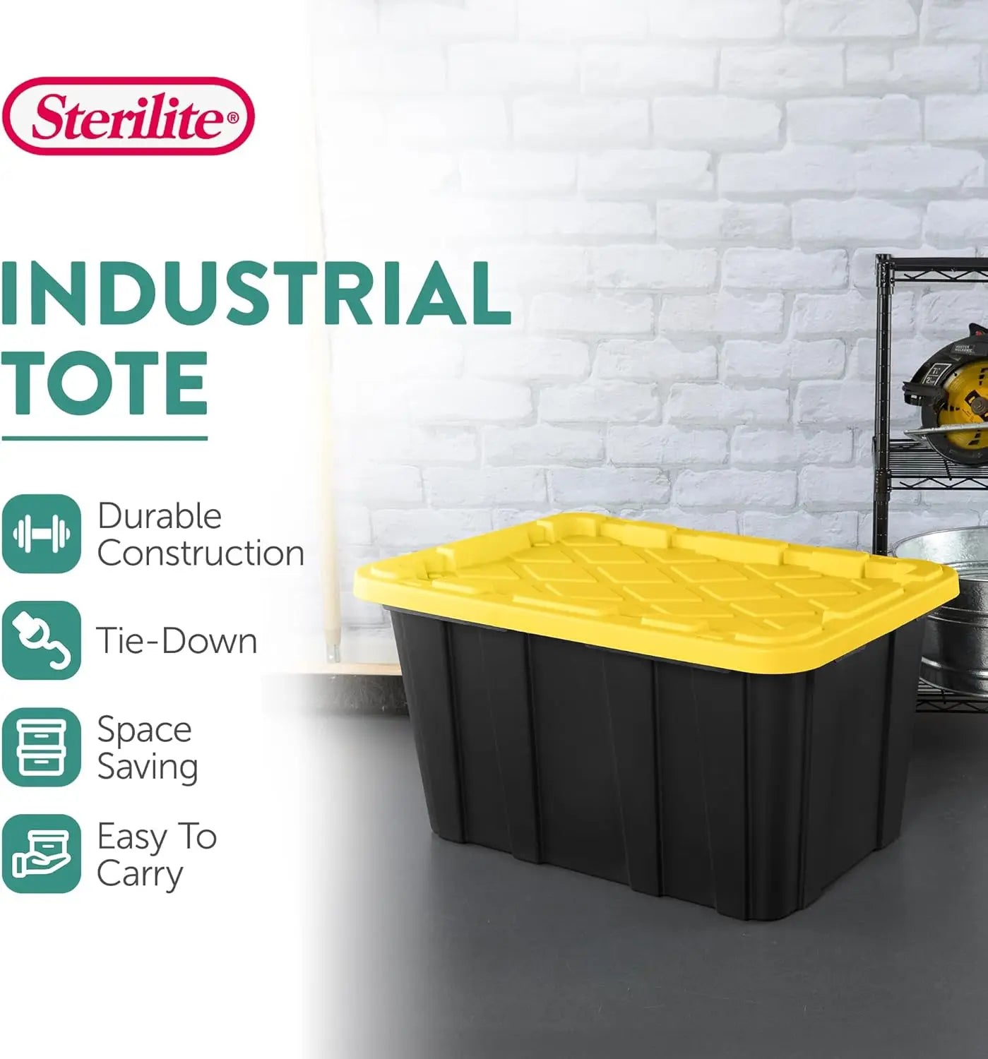 Industrial Tote Storage Bins With Lids Six-Pack Heavy-Duty Plastic Containers