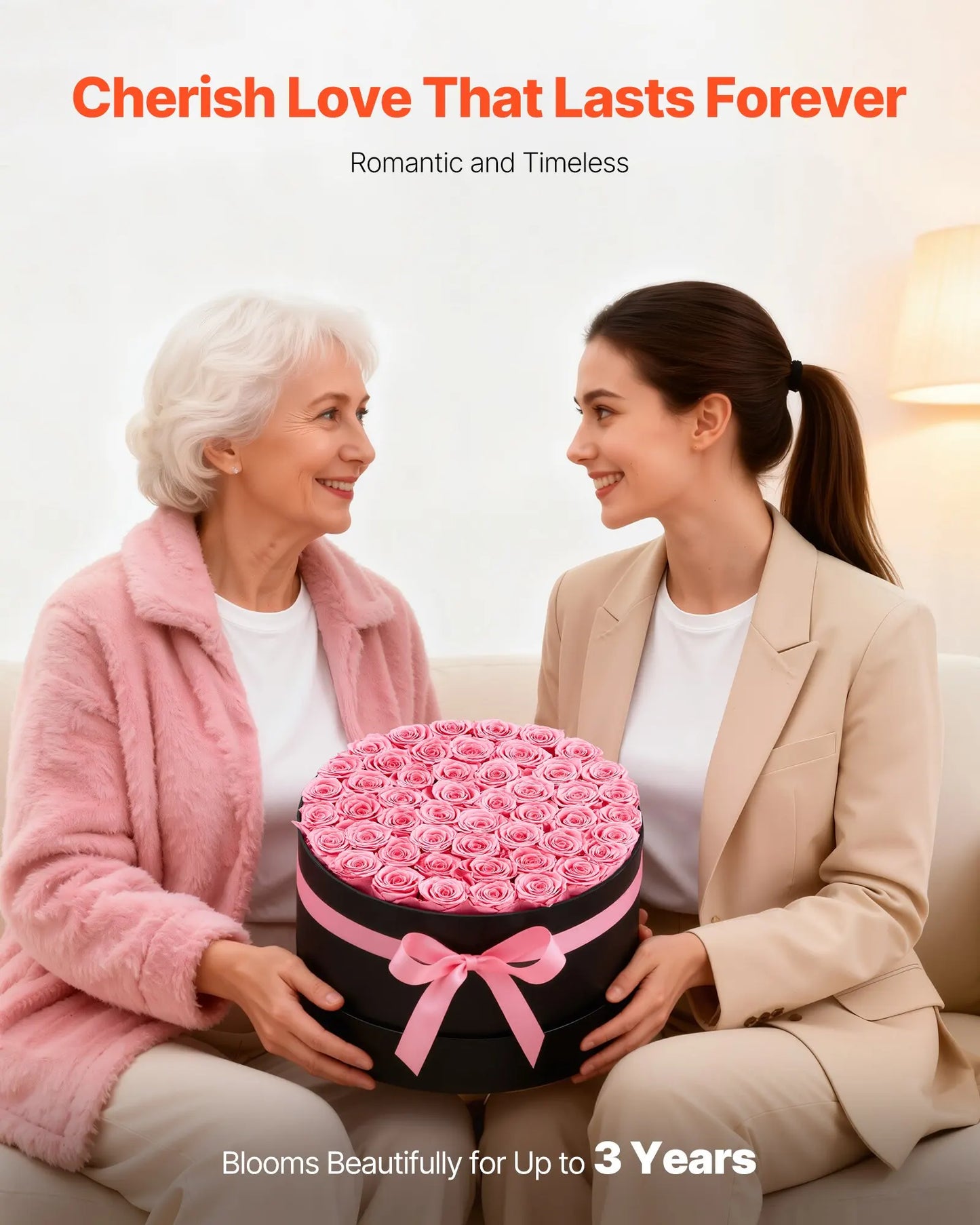 NONECN Forever Flowers 50 Preserved Roses In A Box Bouquet