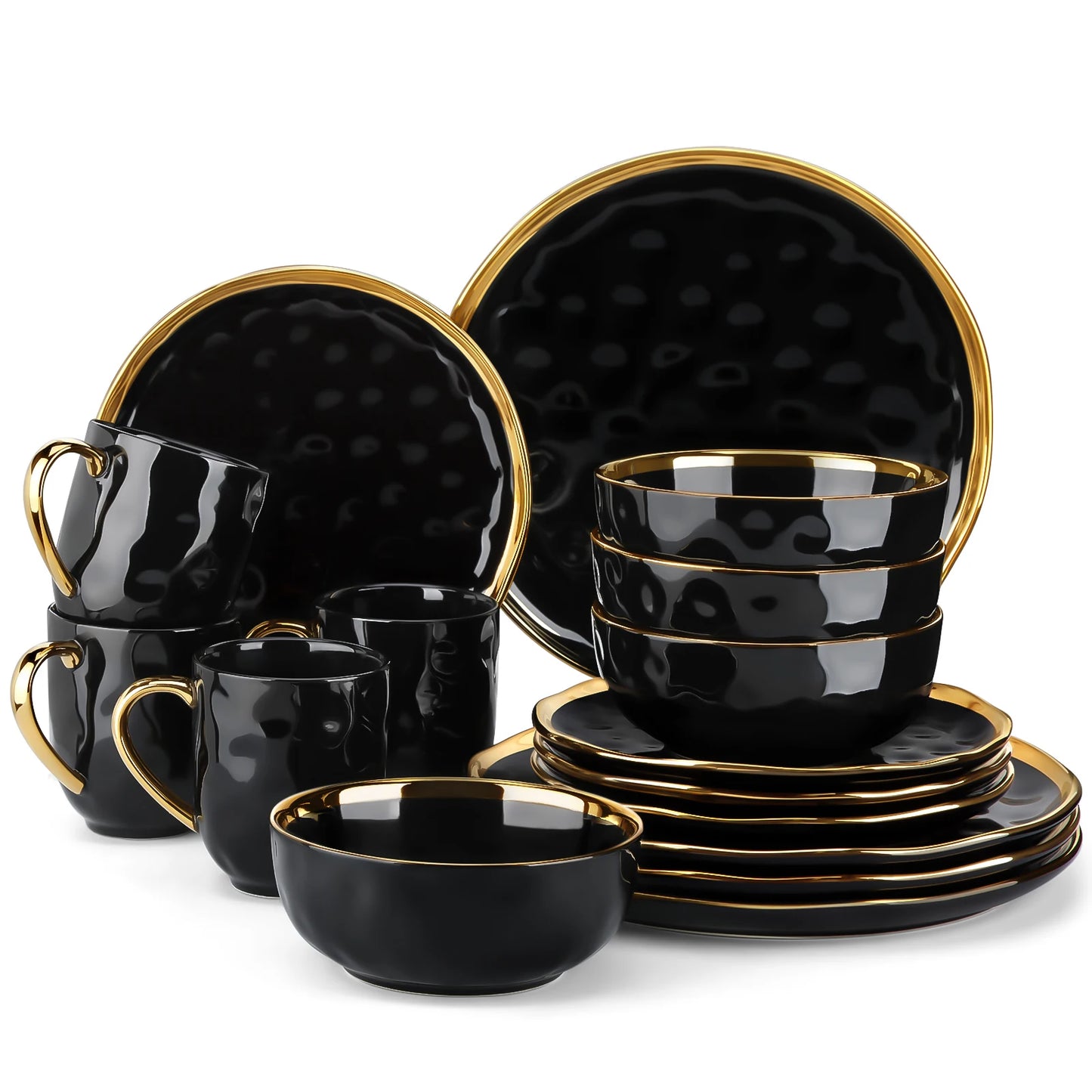 Malacasa Porcelain Dinnerware Set With Gold Trim Collection