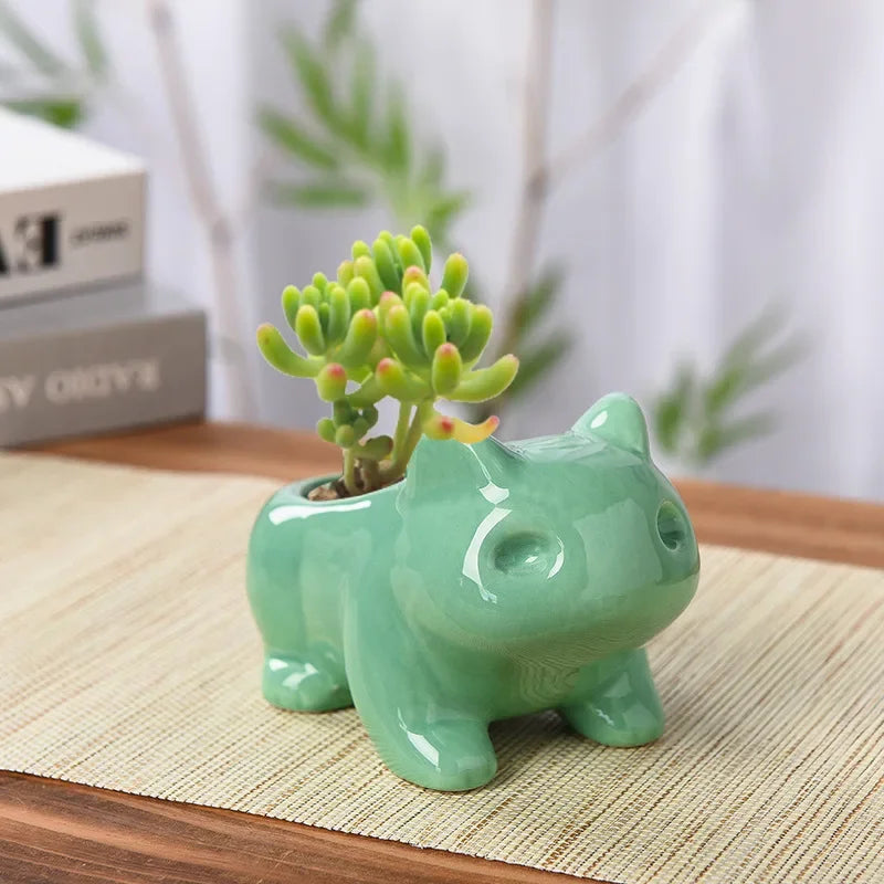 WOBDAEL Ceramic Mini Flowerpot Planter With Drainage Hole
