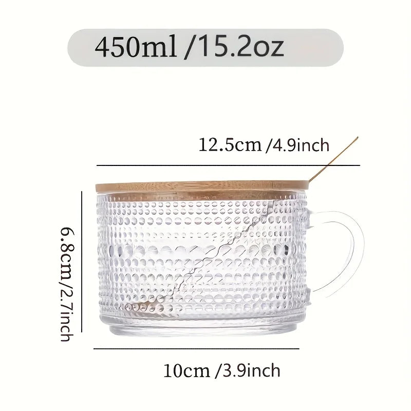 NONED Vintage Glass Cups Set With Wooden Lids Four-Piece Collection