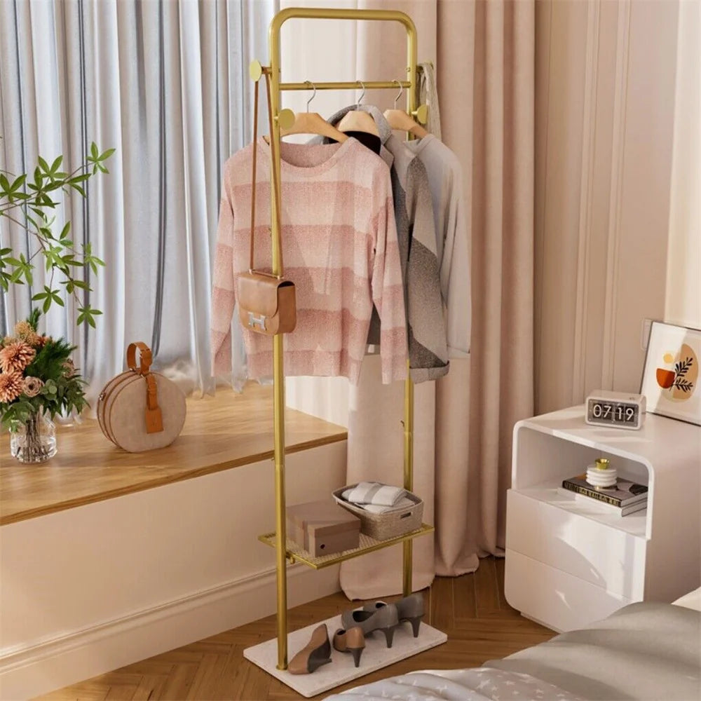 Heavy Duty Freestanding Pole Clothing Rack With Granite Stone Base