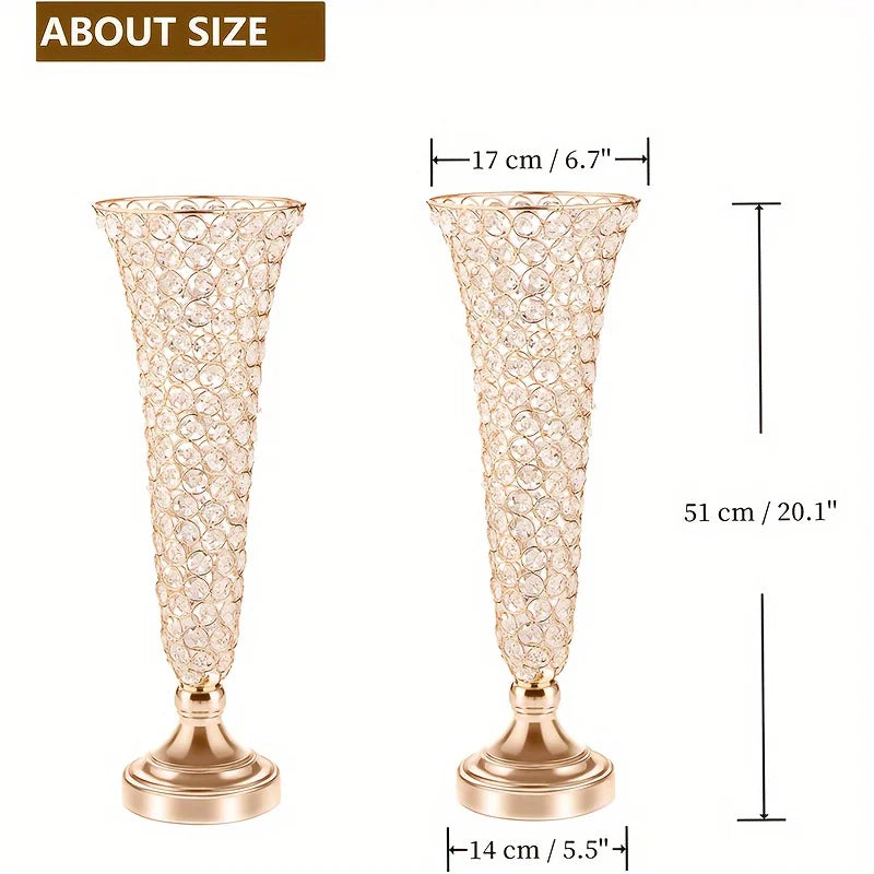 Two Metal Vases Set For Centerpieces And Home Decor