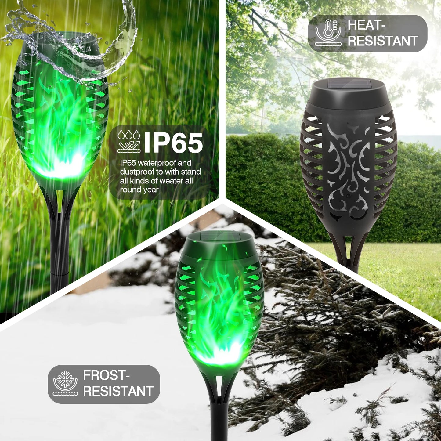 Green Solar Flame Light Outdoor Torch Lamp Garden Decor Waterproof