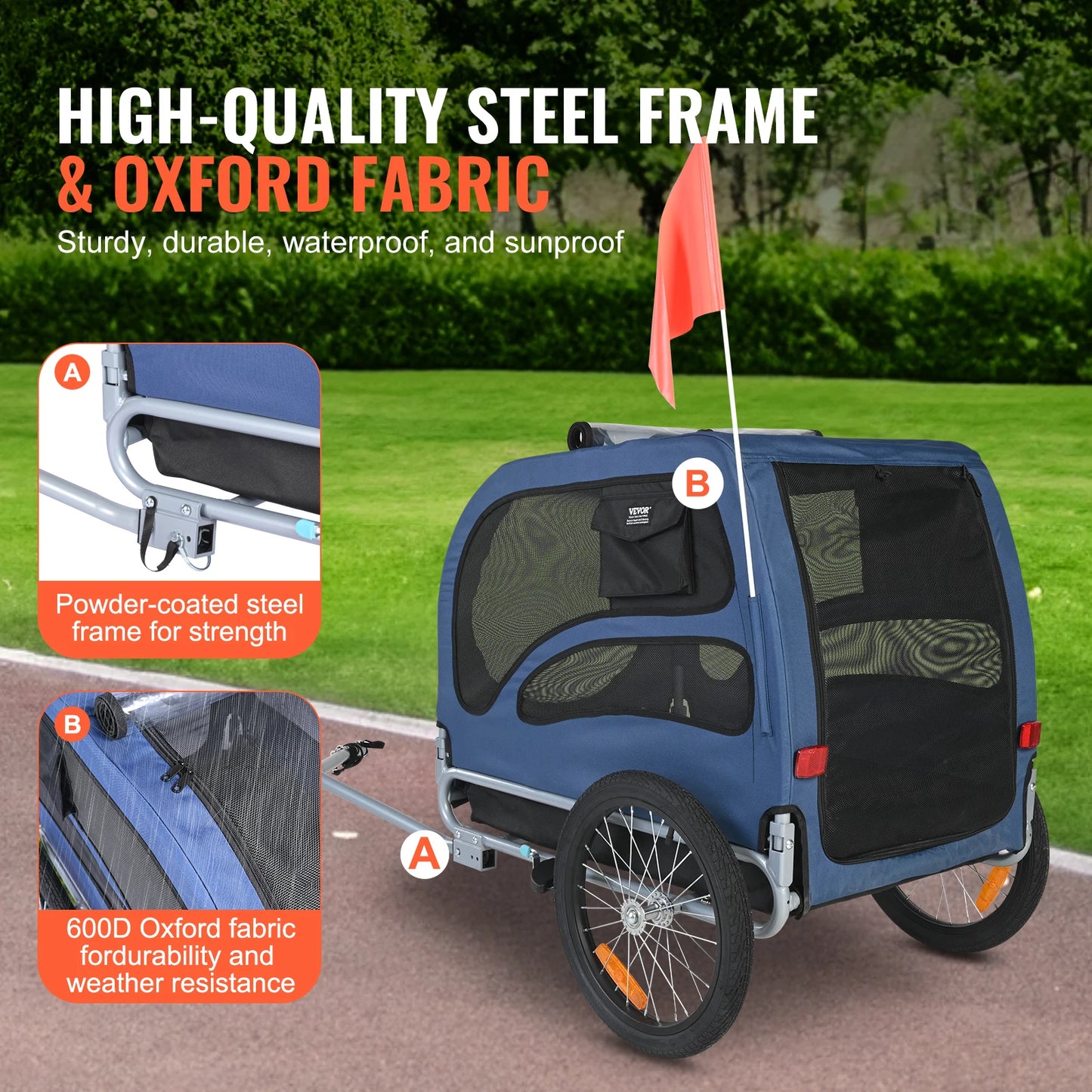 SucceBuy Pet Cart Bicycle Carrier For Dogs Travel Trailer