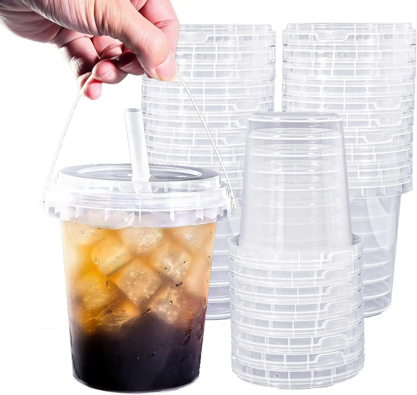 Clear Plastic Cups With Lids And Straws For Takeout