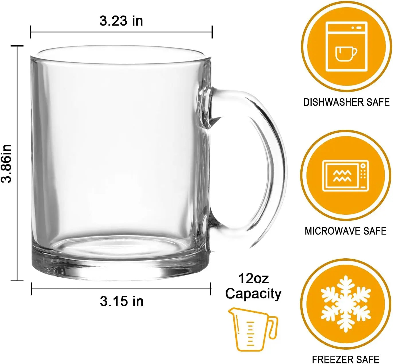 XMSJ Glass Mugs Clear Coffee Tea Beer With Elegant Handle