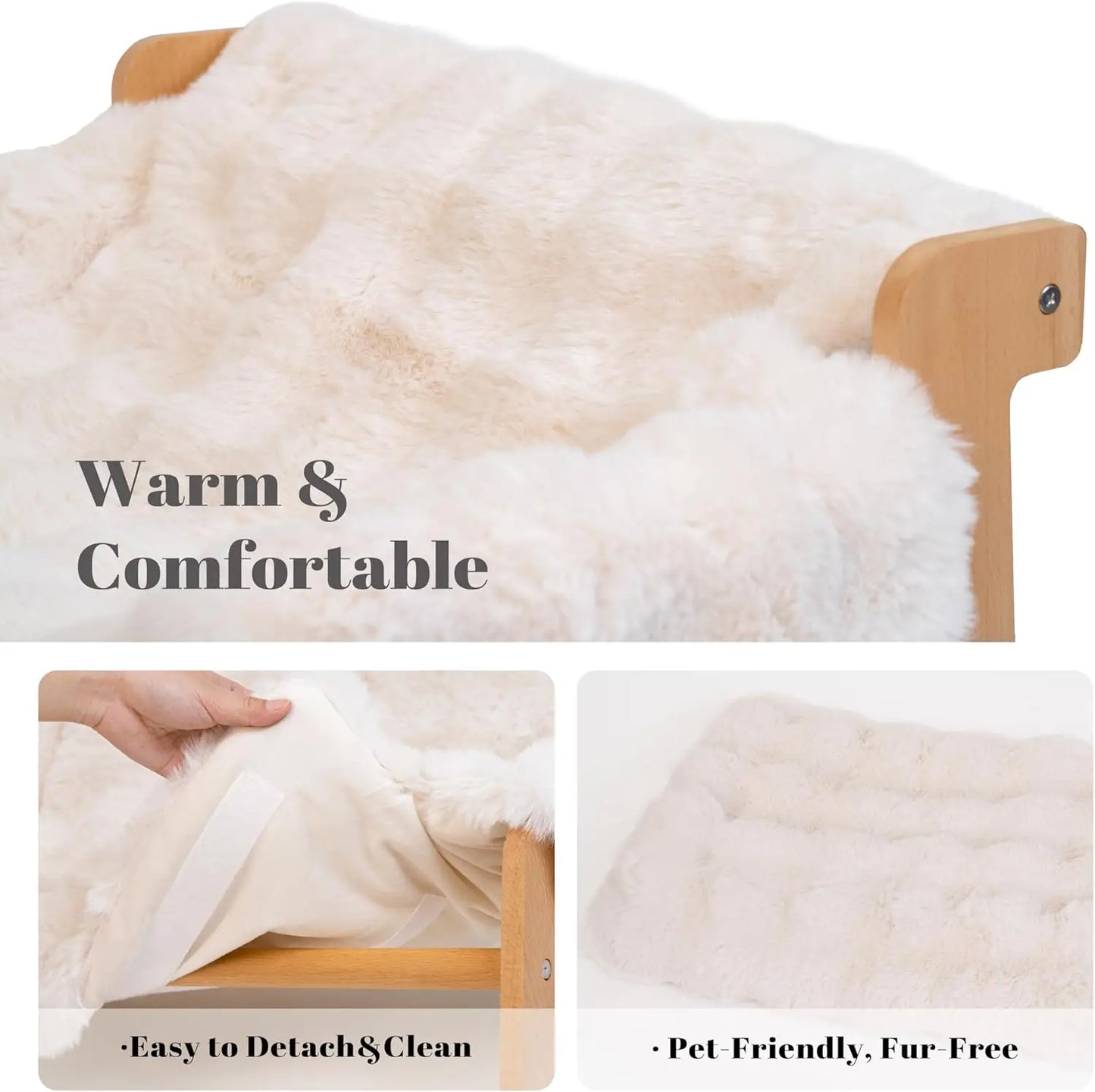 Elevated Wooden Cat Sofa Bed With Removable Washable Cover