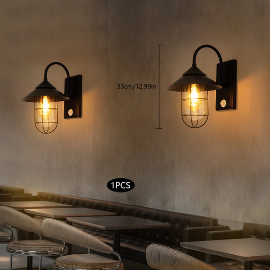 Bymaocar Retro Wall Lamp Sconce 60W E26 Motion Sensor