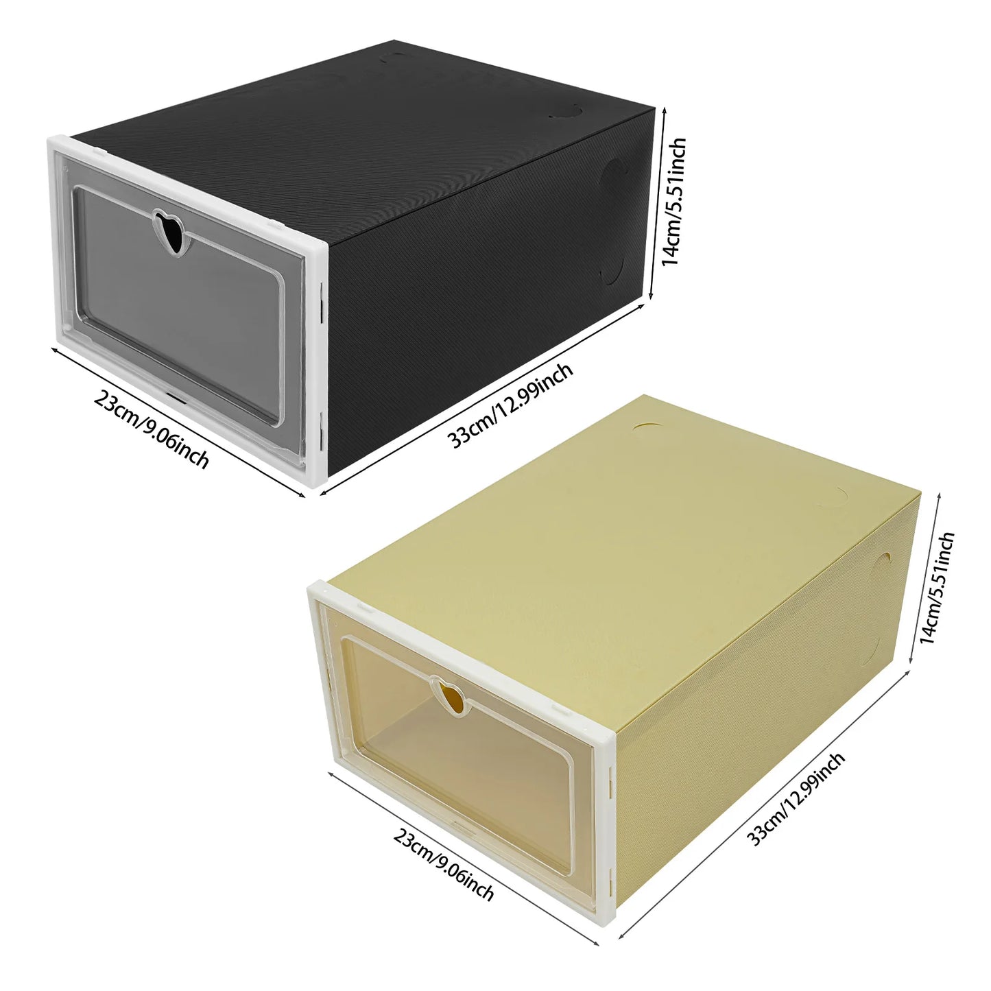 Bymaocar Stackable Shoe Organizer Boxes With Heart Shaped Hole