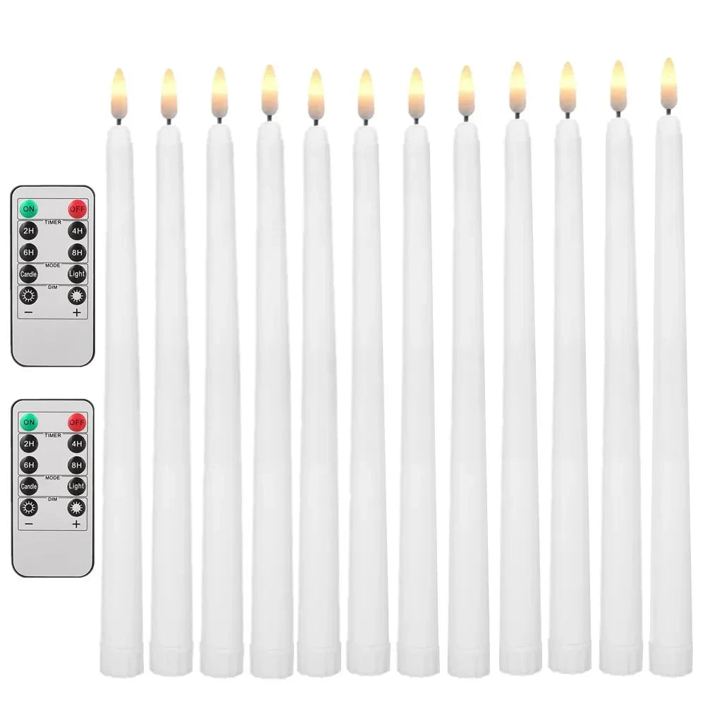 LED Flameless Flickering Taper Candles Set With Remote For Home Decor