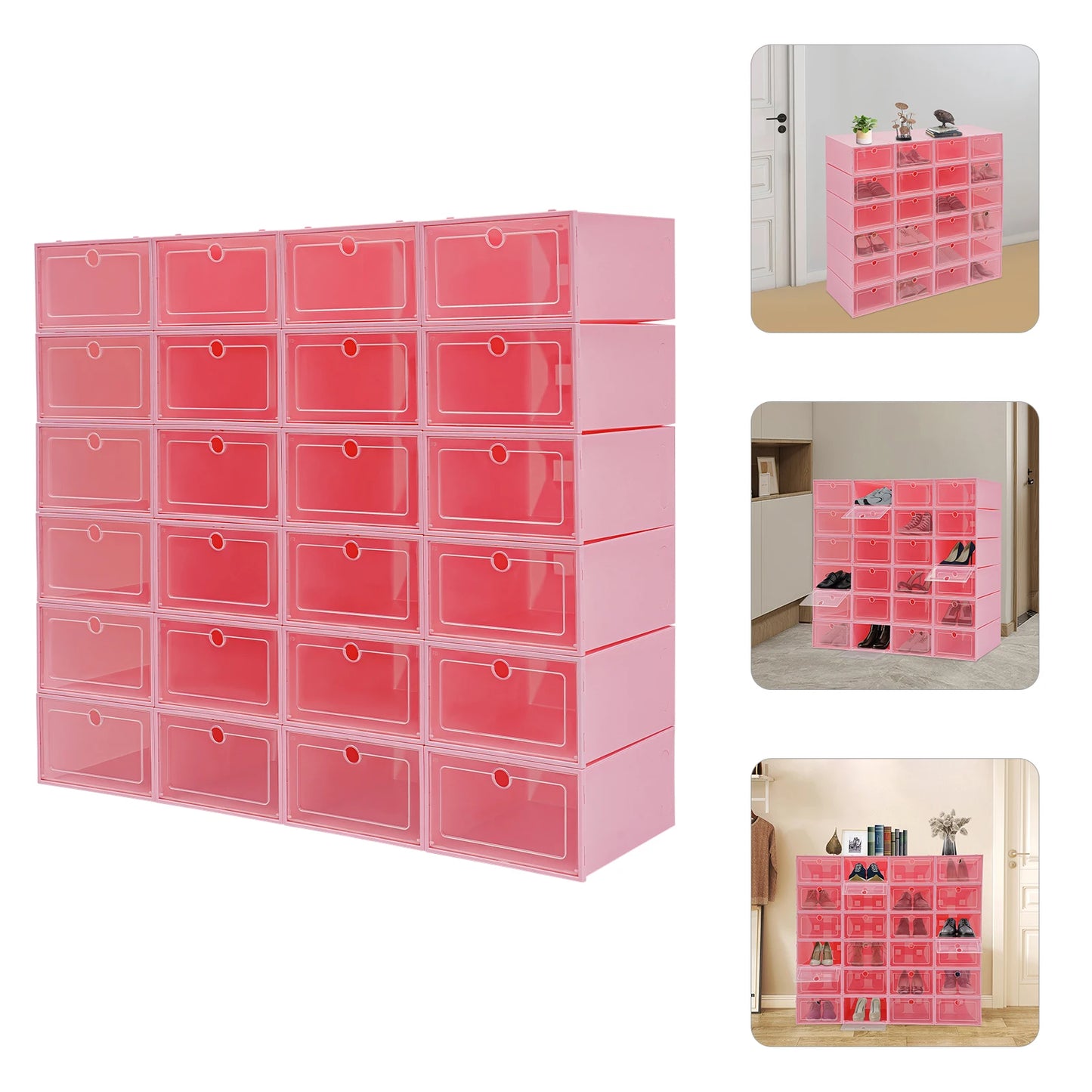 Bymaocar Stackable Shoe Organizer Boxes With Heart Shaped Hole