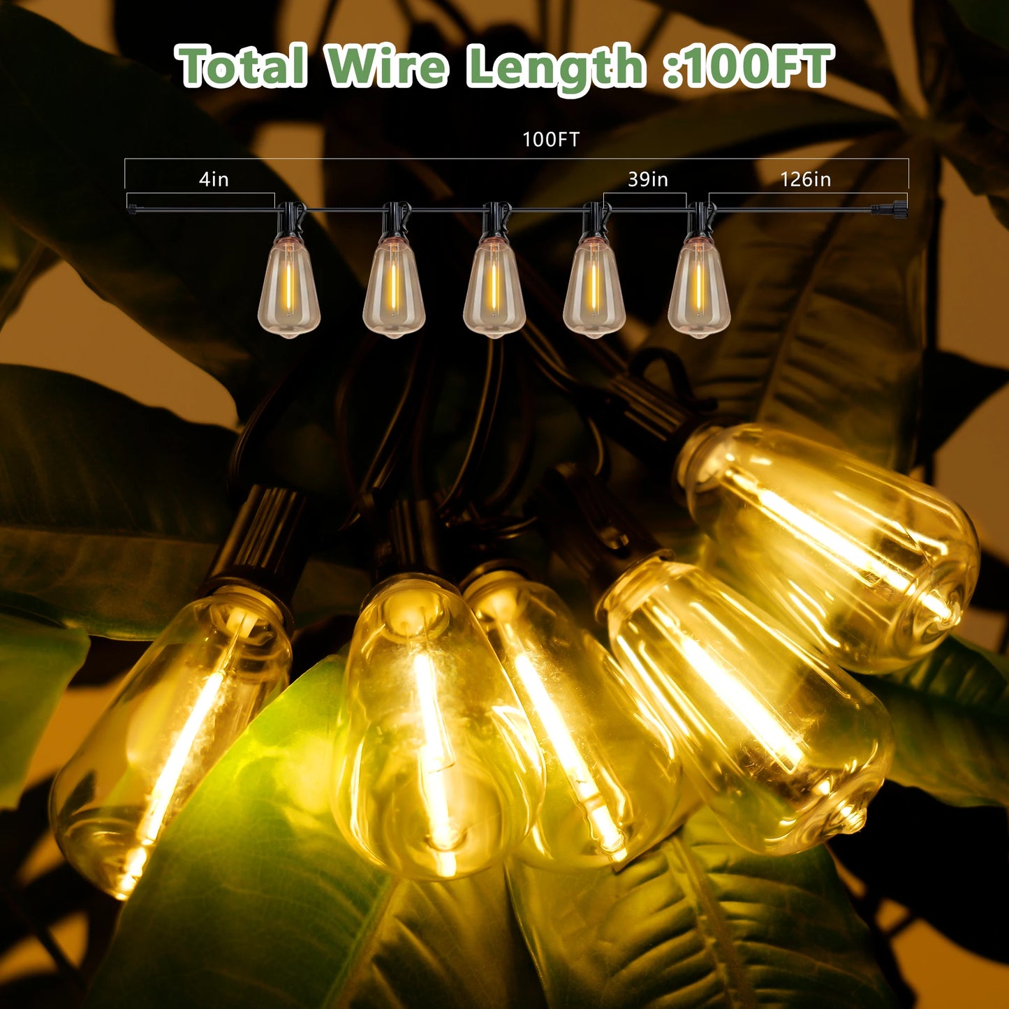 ARLGSITE Solar Outdoor String Lights IP65 Waterproof With Replaceable Bulbs