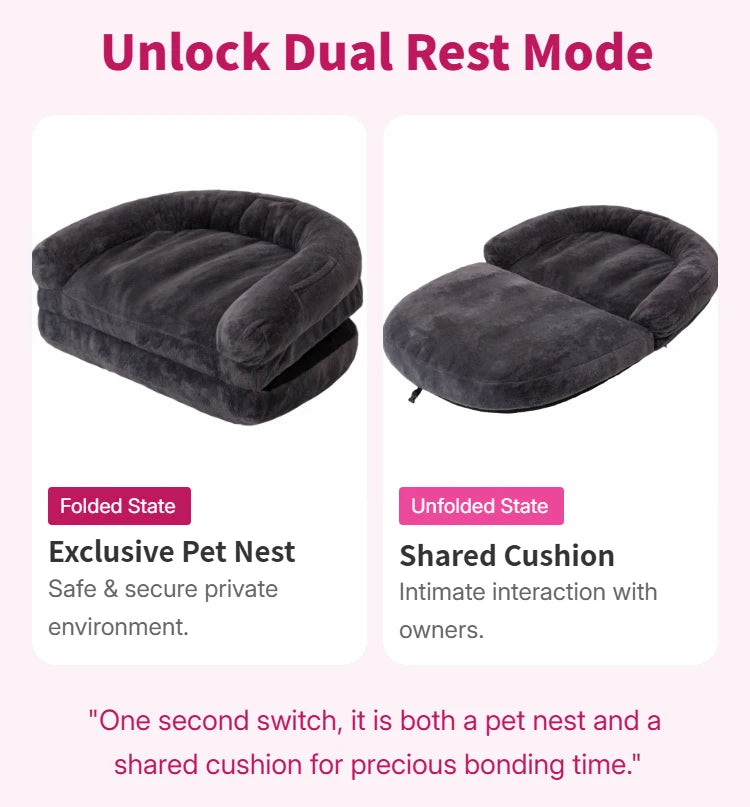 Dual-Use Foldable Pet Bed Cuddler For Pets And Owners
