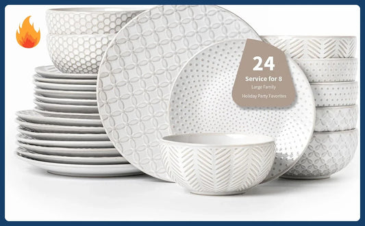 24-Piece Stoneware Dinnerware Set for Eight