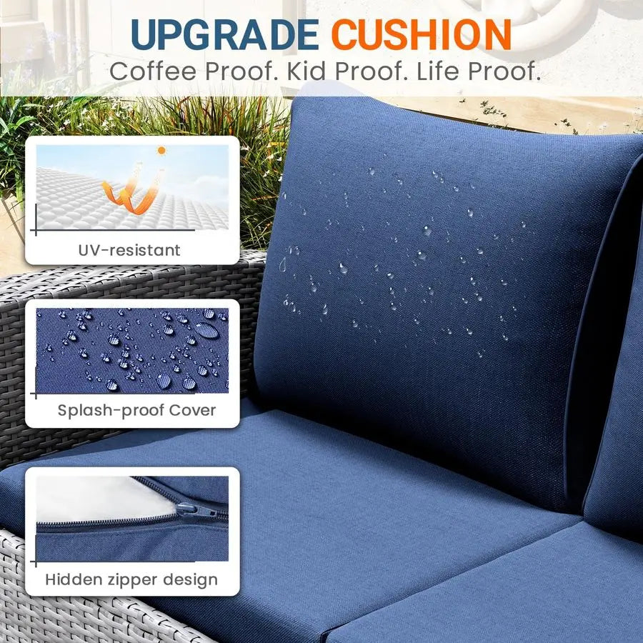 4 Piece Outdoor Wicker Patio Furniture Set With Cushions