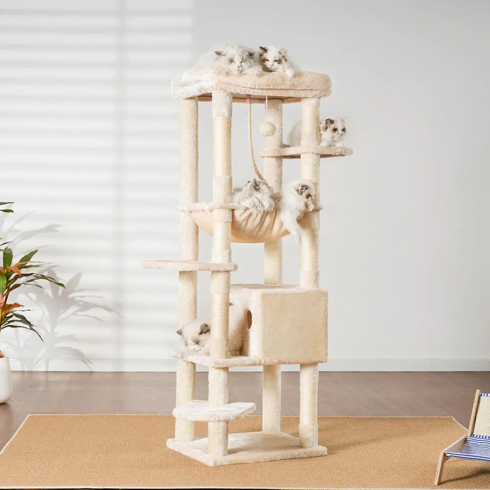 Heybly Cat Tree for Indoor Cats Multi-Level Plush Condo