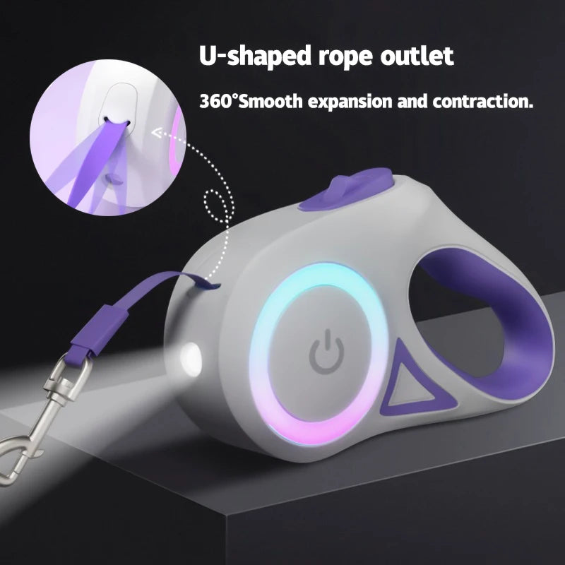 LED Retractable Dog Leash With Light For Dogs And Cats