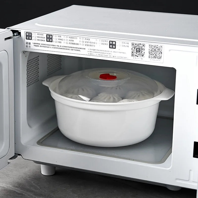Microwave Heating Box With Lid For Steam Buns And Noodles