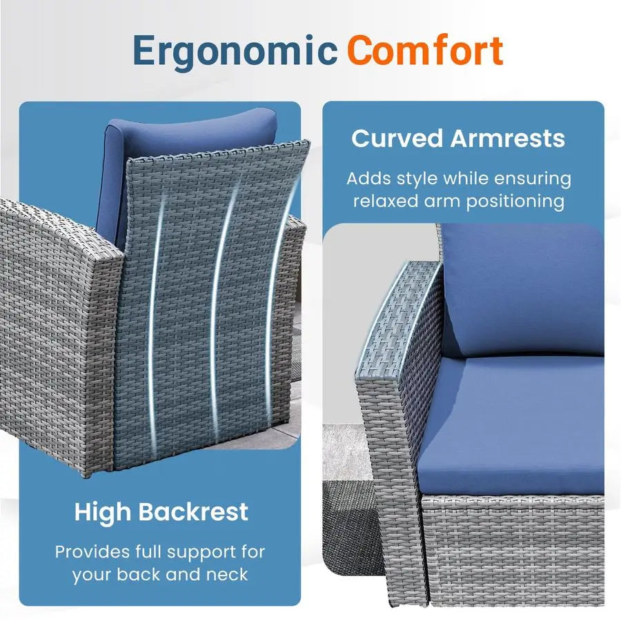 4 Piece Outdoor Wicker Patio Furniture Set With Cushions