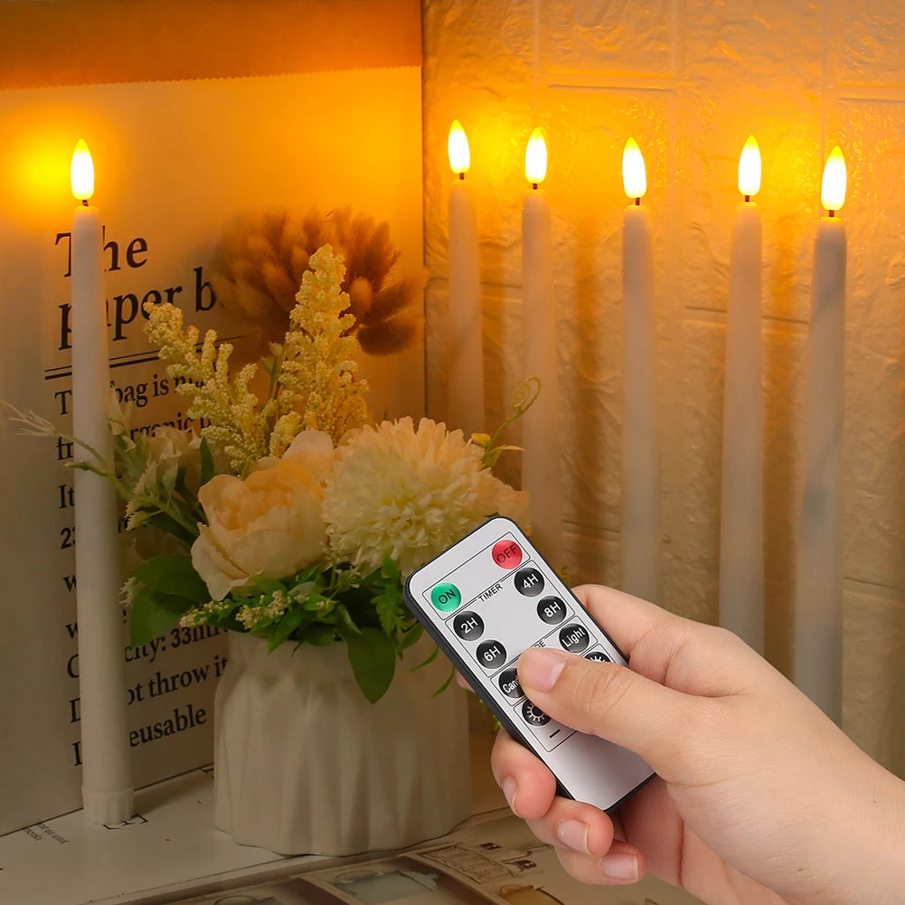 LED Flameless Flickering Taper Candles Set With Remote For Home Decor
