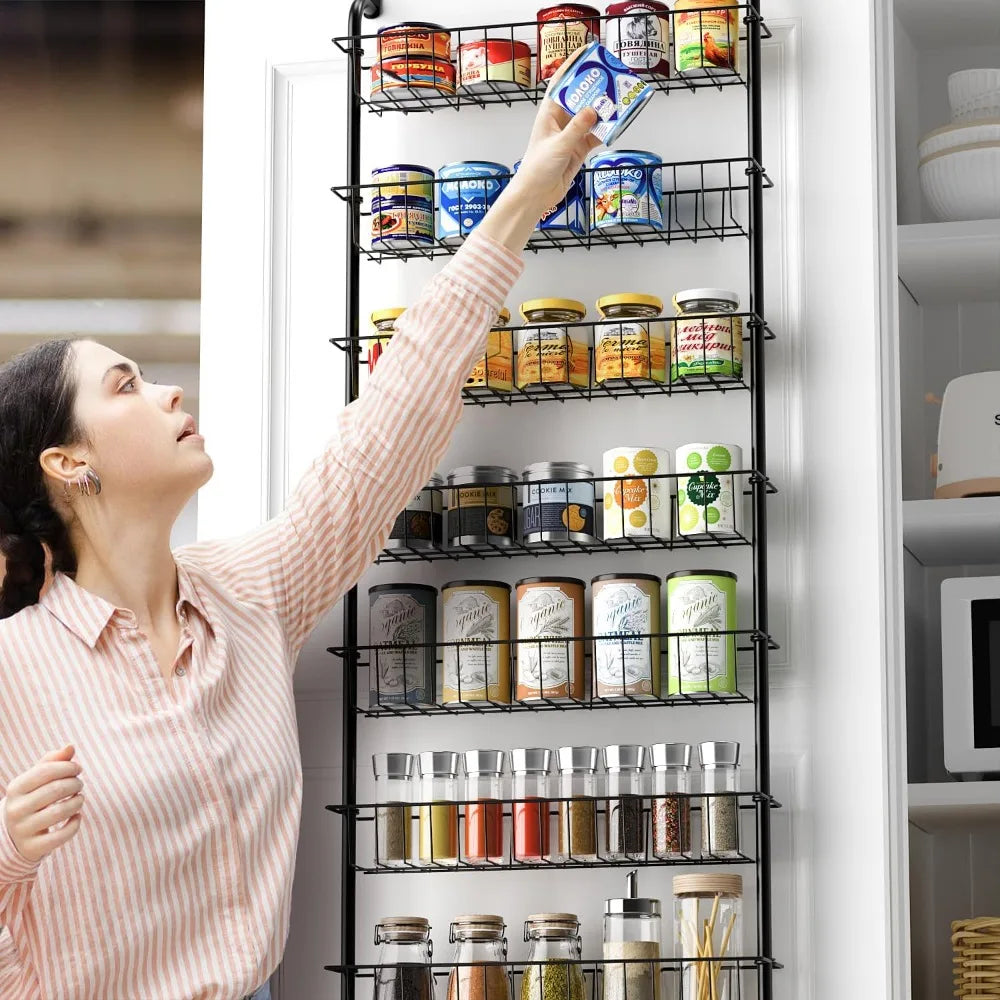 9-Tier Over Door Pantry Organizer Spice Rack Heavy Duty Metal