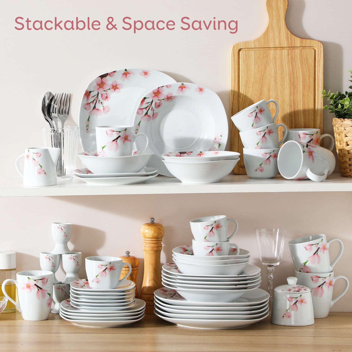 MALACASA Annie Porcelain Dinner Set 100 Piece Mugs And Plates